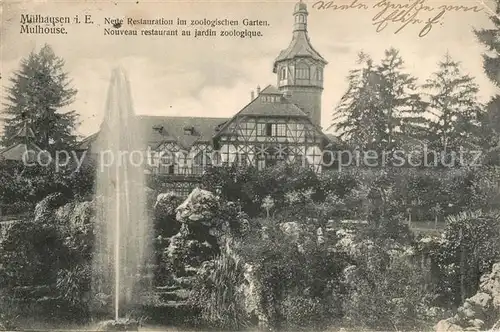 AK / Ansichtskarte Muelhausen_Elsass Neue Restauration zoologischer Garten Muelhausen Elsass