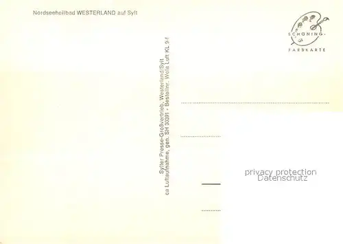 AK / Ansichtskarte Westerland_Sylt Nordseeheilbad Nordseeinsel Fliegeraufnahme Westerland_Sylt