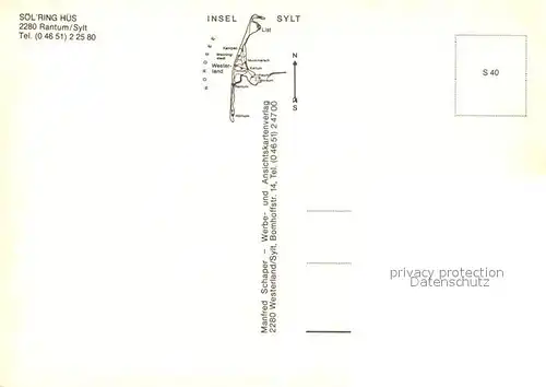 AK / Ansichtskarte Rantum_Sylt Soel Ring Hues Pension Ferienwohnungen Gaststaette Rantum Sylt