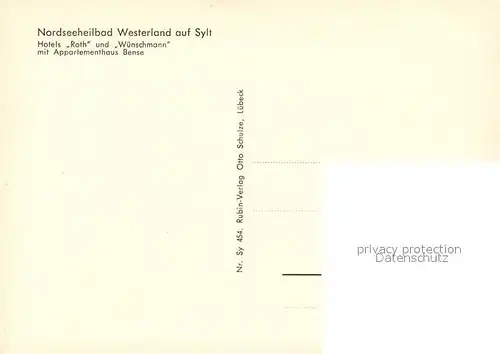 AK / Ansichtskarte Westerland_Sylt Hotels Roth und Wuenschmann Appartementhaus Bense Nordseeheilbad Westerland_Sylt