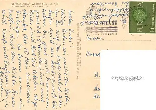 AK / Ansichtskarte Westerland_Sylt Promenade mit Musikpavillon Nordseeheilbad Westerland_Sylt