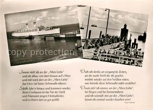 AK / Ansichtskarte Cuxhaven_Nordseebad Faehre Hafen Alte Liebe Cuxhaven_Nordseebad