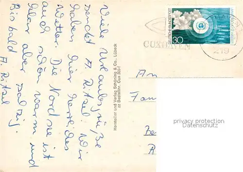 AK / Ansichtskarte Cuxhaven_Nordseebad Hafen Kugelbake Hafen Faehre Fischkutter Abendstimmung Fliegeraufnahme Cuxhaven_Nordseebad