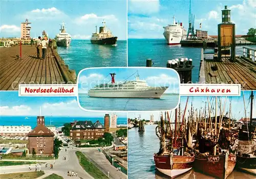 AK / Ansichtskarte Cuxhaven_Nordseebad Landungsbruecken Dampfer Faehre Fischkutter Cuxhaven_Nordseebad