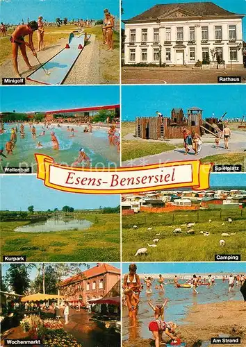 AK / Ansichtskarte Bensersiel Minigolf Rathaus Wellenbad Spielplatz Kurpark Campingplatz Wochenmarkt Strand Bensersiel
