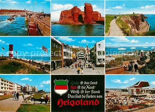 AK / Ansichtskarte Helgoland Landungsbruecken Lange Anna Kueste Promenade Strand Leuchtturm Konzertpavillon Ortsmotiv Helgoland