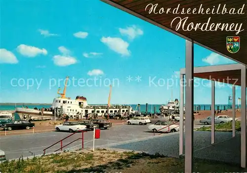 AK / Ansichtskarte Norderney_Nordseebad Landungssteg Hafen Faehre Norderney_Nordseebad