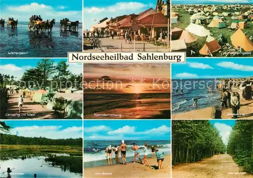 AK / Ansichtskarte Sahlenburg Nordseeheilbad Wattenfahrt Campingplatz Moor Ladenstrasse Strand Abendstimmung Wernerwald Sahlenburg