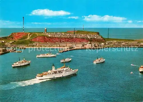 AK / Ansichtskarte Helgoland Nordseebad Nordseeinsel Reede Faehren Fliegeraufnahme Helgoland