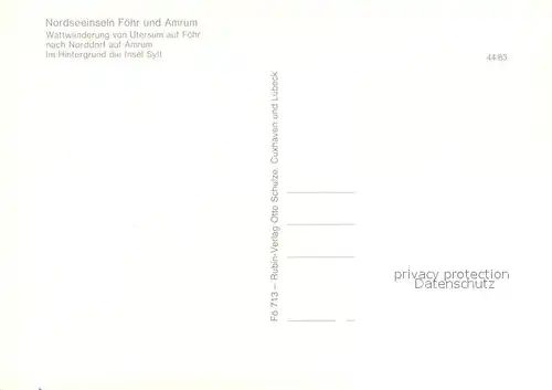 AK / Ansichtskarte Utersum Wattwanderung nach Norddorf auf Amrum im Hintergrund Insel Sylt Utersum