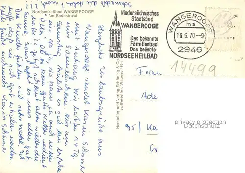 AK / Ansichtskarte Wangerooge_Nordseebad Badestrand Wangerooge_Nordseebad