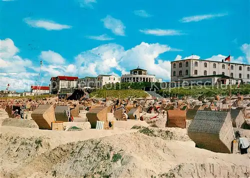 AK / Ansichtskarte Wangerooge_Nordseebad Nordseeheilbad Strand mit Hotelfront Wangerooge_Nordseebad