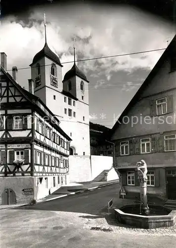 AK / Ansichtskarte Wiesensteig Brunnen Kirche  Wiesensteig