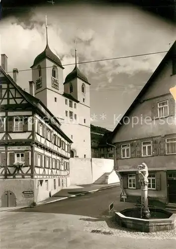 AK / Ansichtskarte Wiesensteig Brunnen Kirche  Wiesensteig