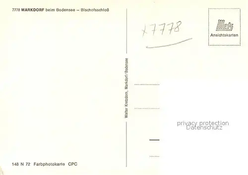 AK / Ansichtskarte Markdorf_Bodensee Bischofsschloss  Markdorf Bodensee
