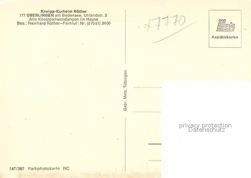 AK / Ansichtskarte ueberlingen_Bodensee Kneipp Kurheim Roether  ueberlingen Bodensee