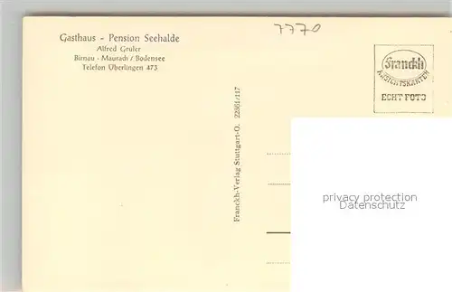 AK / Ansichtskarte Maurach_Birnau Gasthaus Pension Seehalde Maurach Birnau