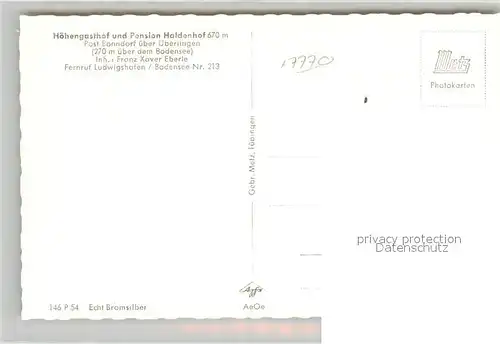 AK / Ansichtskarte Sipplingen Hoehengasthof Pension Haldenhof Heidenhoehlen Sylvesterkapelle Sipplingen