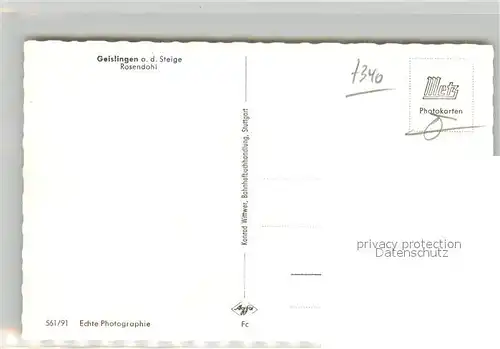 AK / Ansichtskarte Geislingen_Steige Rosendohl  Geislingen_Steige