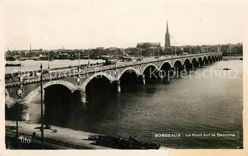 AK / Ansichtskarte Bordeaux Pont sur la Garonne Bordeaux