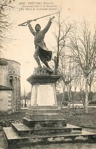 AK / Ansichtskarte Prechac_Gironde Monument eleve a la Memoire des Morts de la Grande Guerre Prechac Gironde
