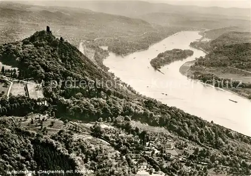 AK / Ansichtskarte Drachenfels Fliegeraufnahme mit Rhein Drachenfels