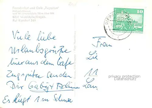 AK / Ansichtskarte Waldidylle Fremdenhof Cafe Zugspitze Waldidylle