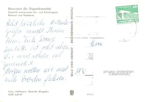 AK / Ansichtskarte Baerenstein_Annaberg Buchholz Rathaus Postsaeule Baerenstein