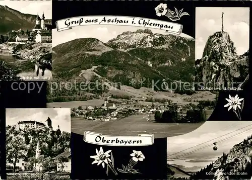 AK / Ansichtskarte Aschau_Chiemgau Fliegeraufnahme Burg Hohenaschau Kampenwand Seilbahn  Aschau Chiemgau