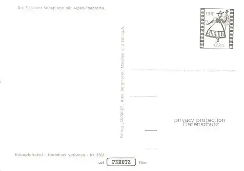 AK / Ansichtskarte Fuessen_Allgaeu Panoramakarte mit Alpen mit Forggensee Hopfensee Weissensee Fuessen Allgaeu