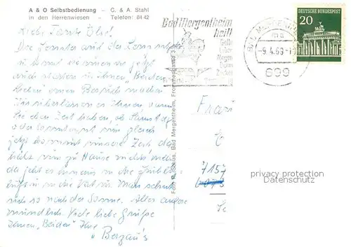 AK / Ansichtskarte Bad_Mergentheim Fliegeraufnahme Selbstbedienung in den Herrenwiesen Bad_Mergentheim