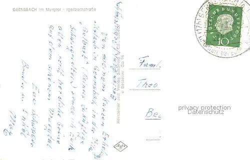 AK / Ansichtskarte Gernsbach Igelbachstrasse Gernsbach