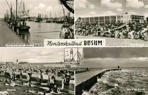AK / Ansichtskarte Buesum_Nordseebad Hafen Mole Strand Buesum_Nordseebad