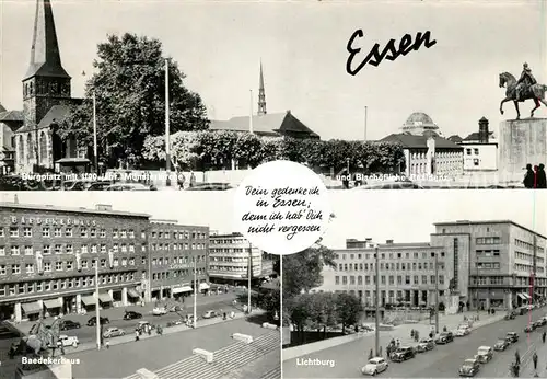 AK / Ansichtskarte Essen_Ruhr Burgplatz Baedekerhaus Lichtburg Bischoefliche Residenz Essen_Ruhr
