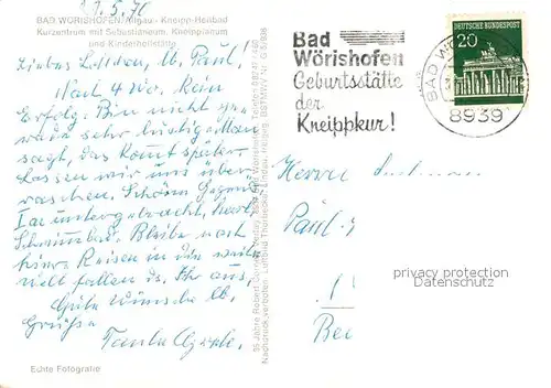 AK / Ansichtskarte Bad_Woerishofen Fliegeraufnahme Kurzentrum Kinderheilstaette  Bad_Woerishofen