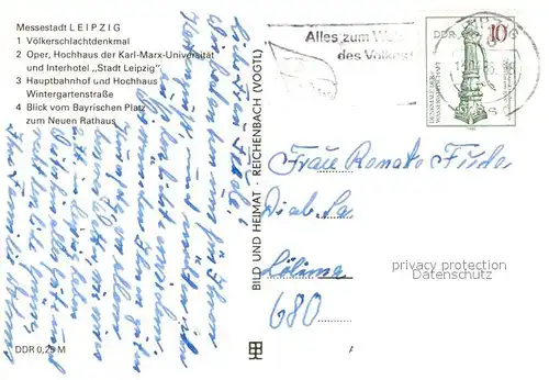 AK / Ansichtskarte Leipzig Voelkerschlachtdenkmal Interhotel Stadt Leipzig Wintergartenstrasse Leipzig