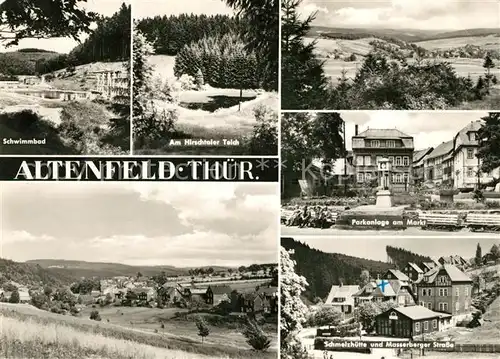 AK / Ansichtskarte Altenfeld_Thueringen Schwimmbad Parkanlage Markt Schmelzhuette Masserberger Strasse  Altenfeld Thueringen