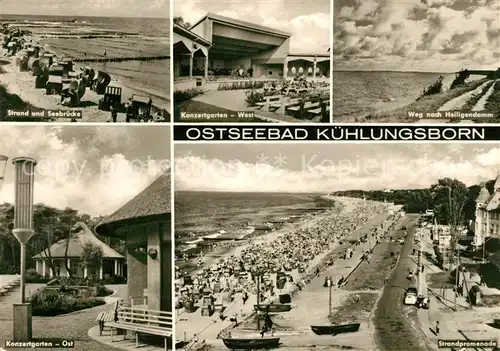 AK / Ansichtskarte Kuehlungsborn_Ostseebad Strand Seebruecke Konzertgarten Strandweg Strandpromenade Kuehlungsborn_Ostseebad