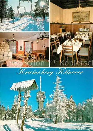 AK / Ansichtskarte Klinovec Skilift Gasthaus Gaststube Aussichtsturm Klinovec