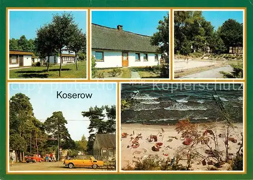 AK / Ansichtskarte Koserow_Ostseebad_Usedom Ferienobjekt Damerow Bungalows Fischerhaus FDGB Erholungsheim Walter Ulbricht Sportplatz Campingplatz Strand am Streckelberg Koserow_Ostseebad_Usedom