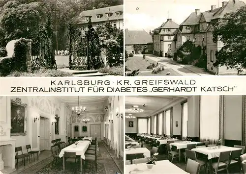 AK / Ansichtskarte Karlsburg_Greifswald Schlosstor Schloss Barocksaal Speiseraum Karlsburg Greifswald