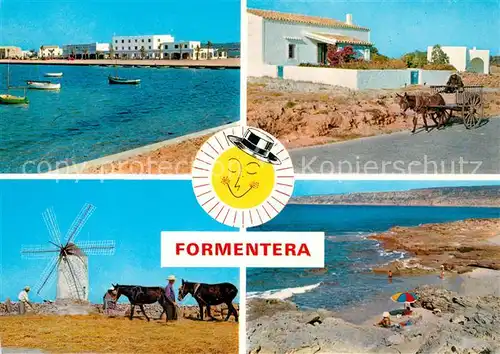 AK / Ansichtskarte Formentera Strand Eselskarren Windmuehle  Formentera
