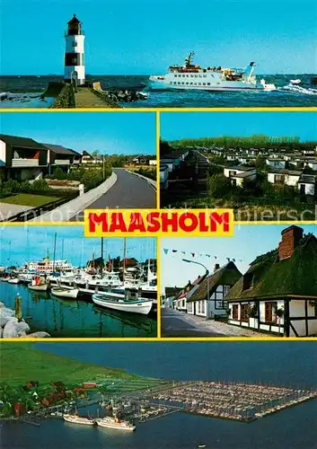AK / Ansichtskarte Maasholm Leuchtturm Faehre Bungalows Jachthafen Fischerhaeuser Maasholm