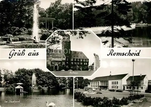 AK / Ansichtskarte Remscheid Park Brunnen Talsperre Stadtpark Hauptbahnhof Remscheid