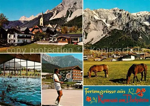 AK / Ansichtskarte Ramsau_Dachstein_Steiermark Teilansichten Hallenbad Tennis Ramsau_Dachstein