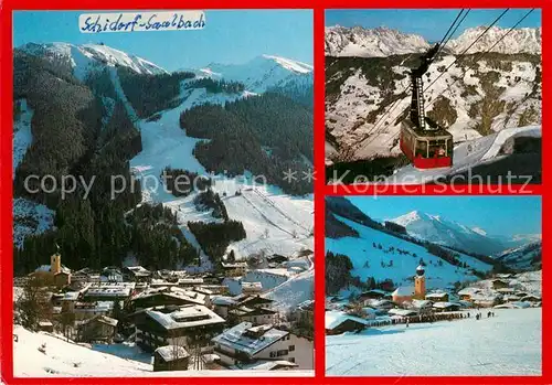 AK / Ansichtskarte Saalbach Hinterglemm Ortsblick Seilbahn Panorama Saalbach Hinterglemm
