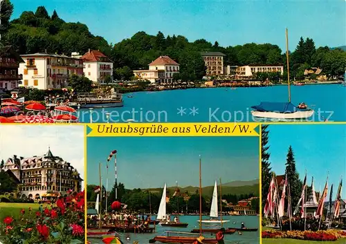 AK / Ansichtskarte Velden_Woerthersee Strand Schloss Hotel Teilansichten Velden Woerthersee