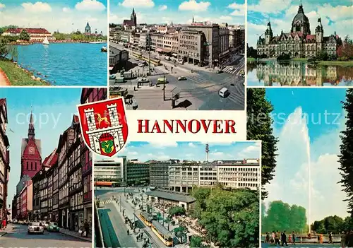 AK / Ansichtskarte Hannover Maschsee Stadtblick Schloss Hauptbahnhof Fontaene Hannover