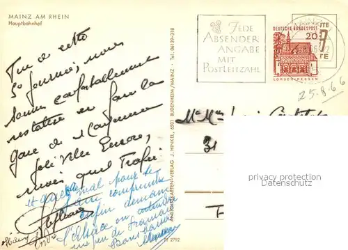 AK / Ansichtskarte Mainz_Rhein Hauptbahnhof Mainz Rhein