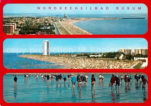 AK / Ansichtskarte Buesum_Nordseebad Panorama Strand Wattwanderung Buesum_Nordseebad